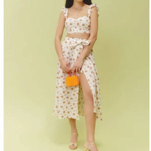 NWOT Reformation Lara Linen Floral Two Piece 8